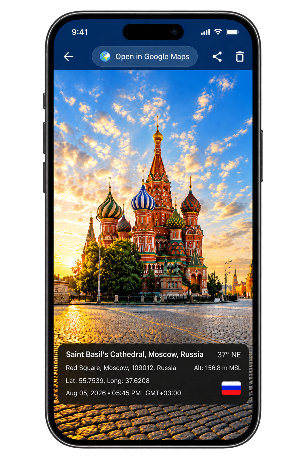 True Location Open in Google Maps Screen