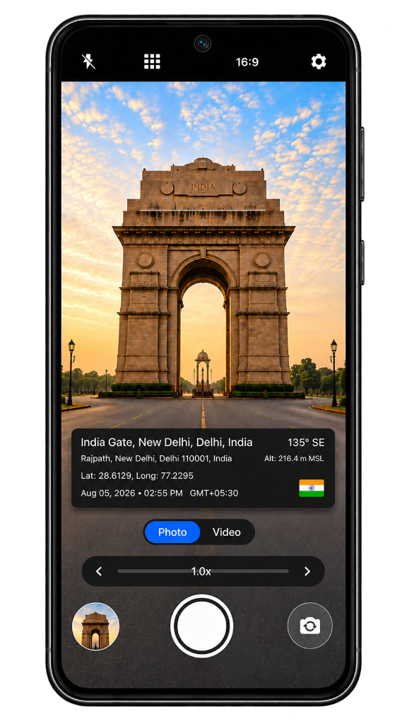 True Location Photo Camera Viewfinder Interface